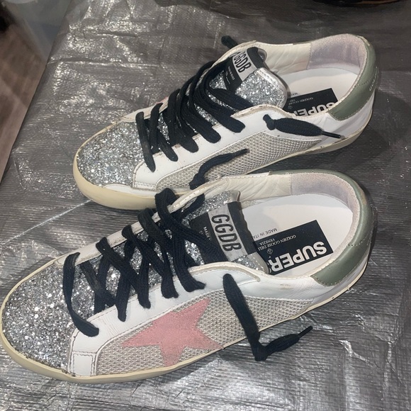Multicolor Glitter and Leather Superstar Low Top Sneakers